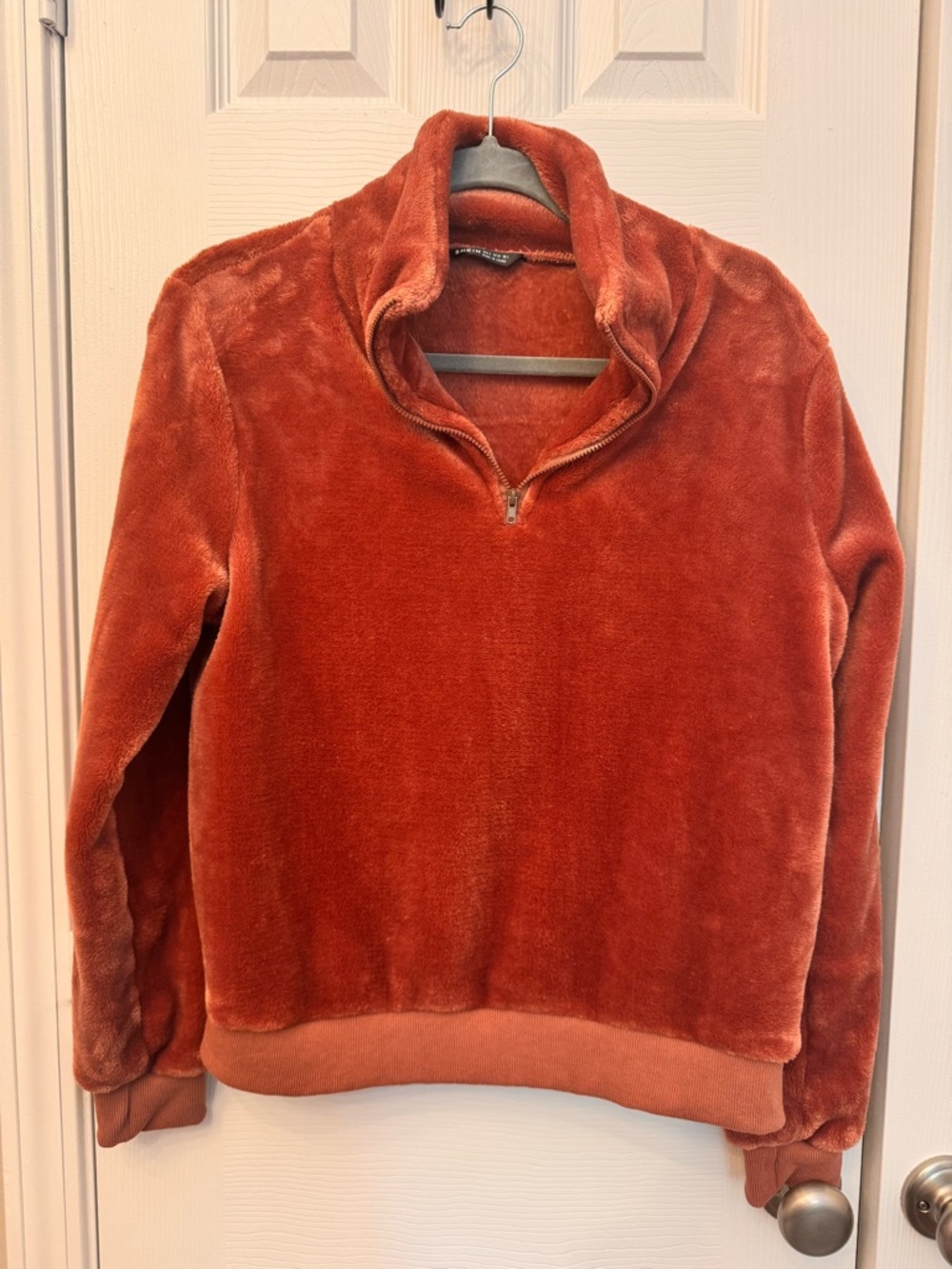 SHEIN Plush Fleece Jacket in Rust Orange